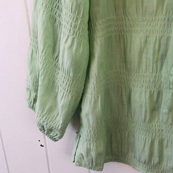 Vince Camuto Womens Blouse Light Green V-Neck Pullover with Tie Front X-Small - Picture 6 of 10